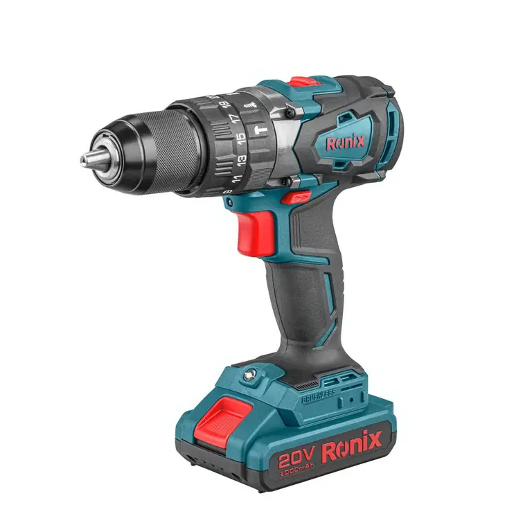 Taladro atornillador percutor inalámbrico brushless 20V RONIX 8905K